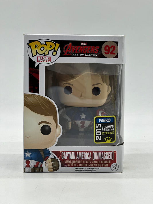 Pop! Marvel Avengers Age Of Ultron 92 Captain America (Unmasked) San Diego Comic Con 2015 Summer Exclusive