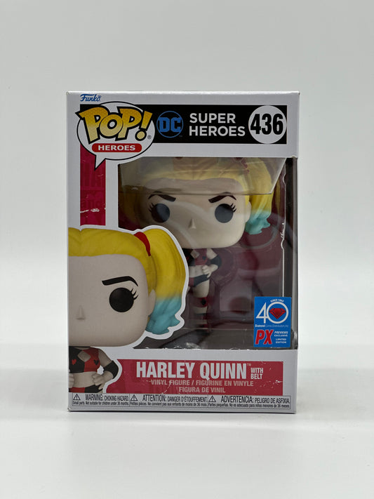 Pop! Heroes DC Super Heroes 436 Harley Quinn With Belt 40 Diamond Comic Distributors Inc PX Previews Exclusive Limited Edition