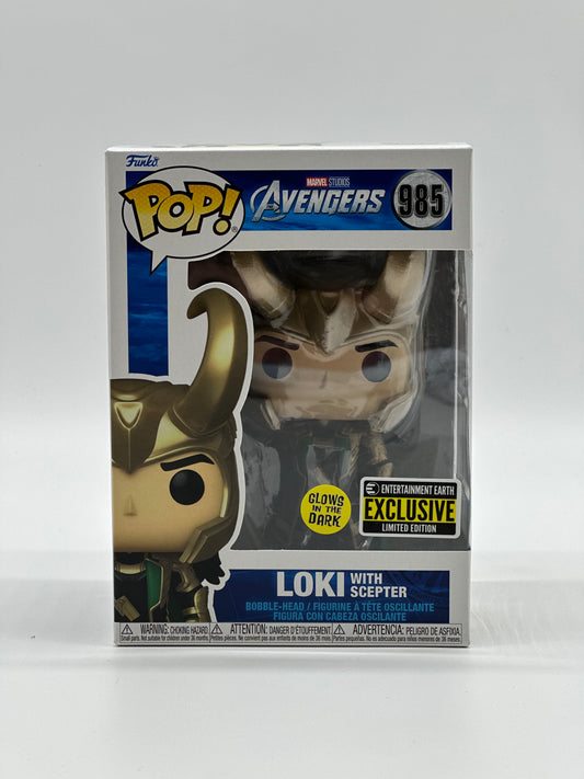 Pop! Marvel Studios Avengers 985 Loki With Scepter Glows In The Dark Entertainment Earth Exclusive Limited Edition