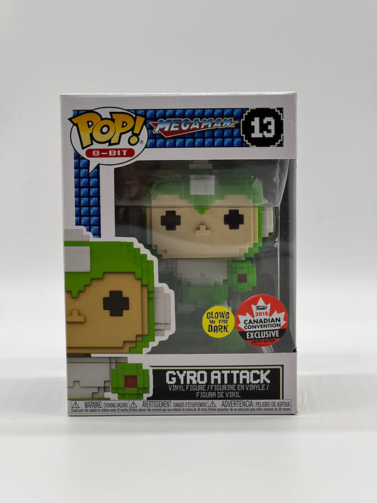 Pop! 8-Bit Megaman 13 Gyro Attack Glows In The Dark 2018 Canadian Convention Exclusive Limited Edition