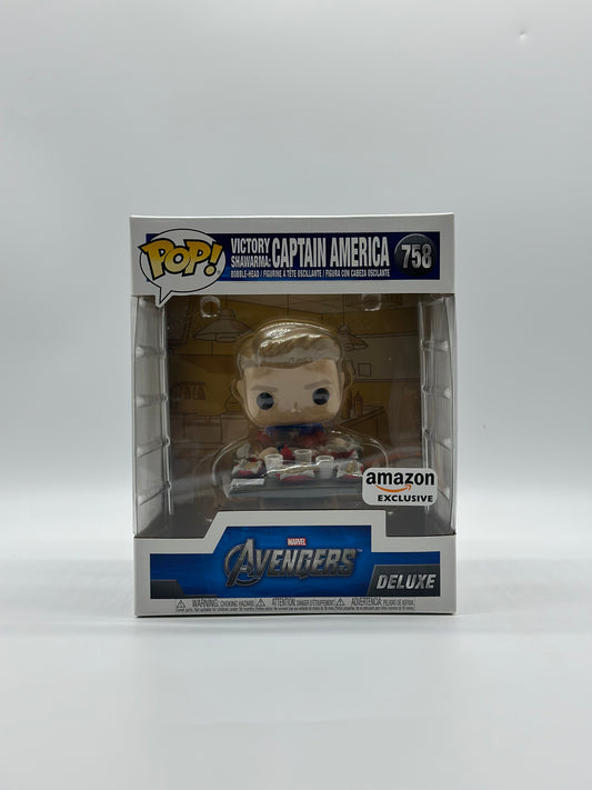 Pop! Marvel Avengers Deluxe 758 Victory Shawarma: Captain America Amazon Exclusive 6’Inch